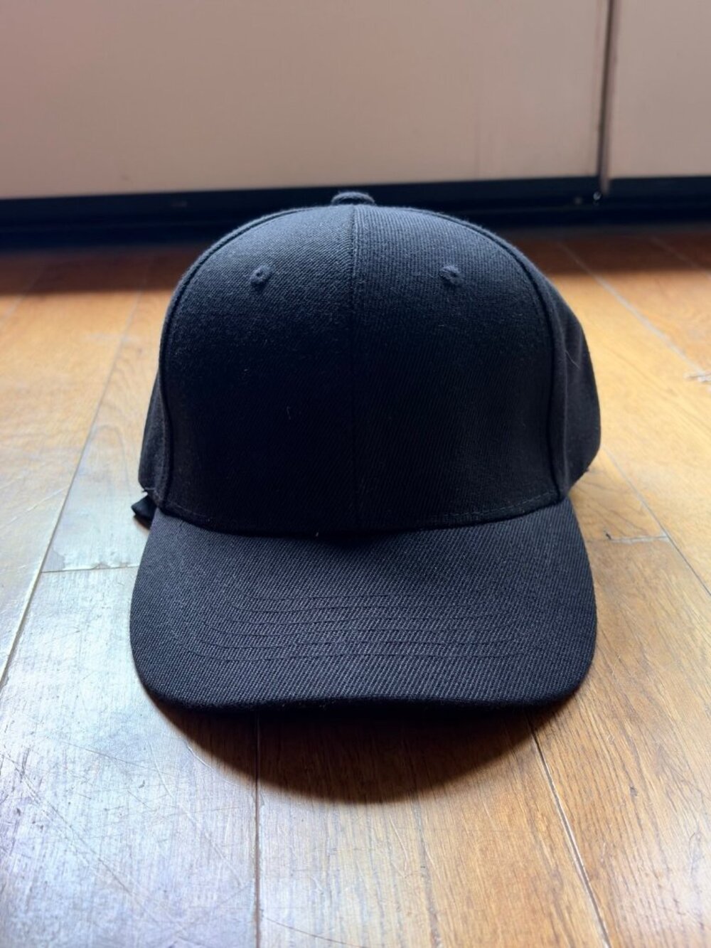 Plain Black Structured Baseball Cap